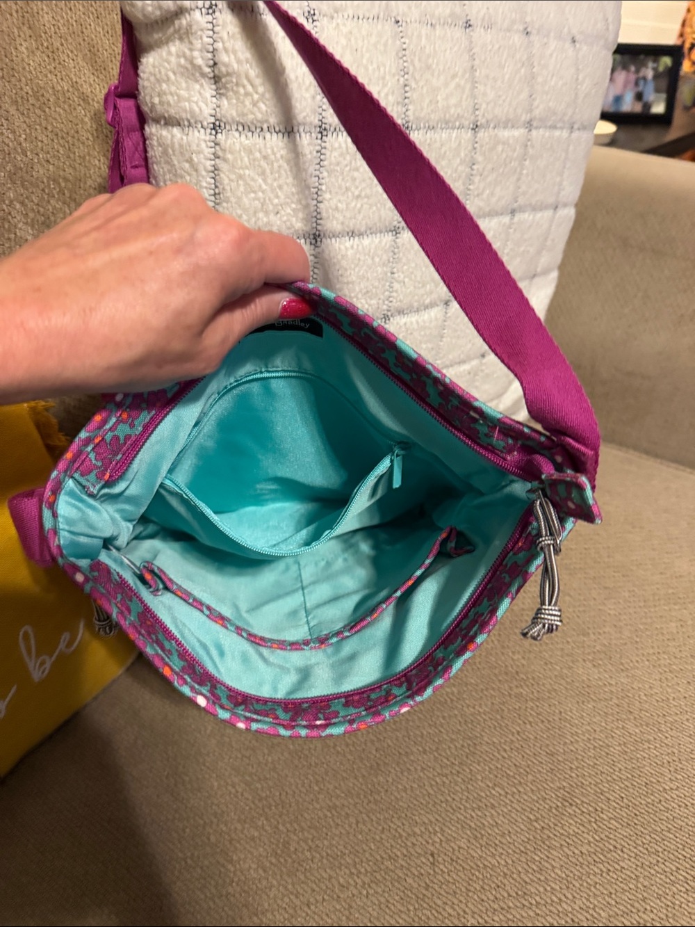 Vera Bradley Pink and Teal Floral Crossbody Bag - Picture 5 of 5